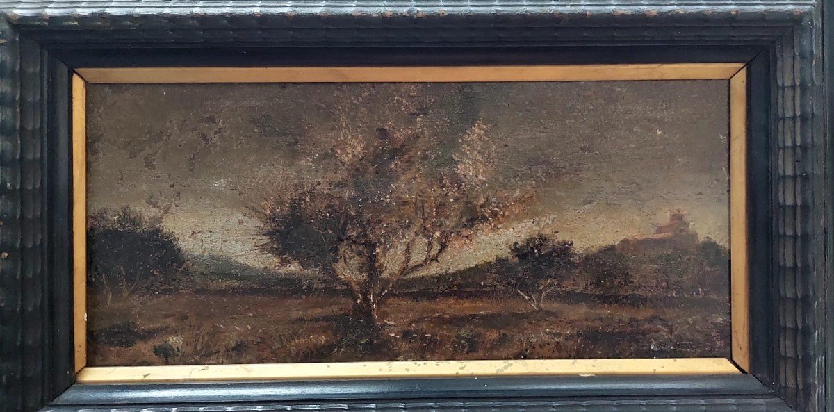 Oil Painting On Canvas, Italian School, 19th Century France, Guilloche Frame-photo-2