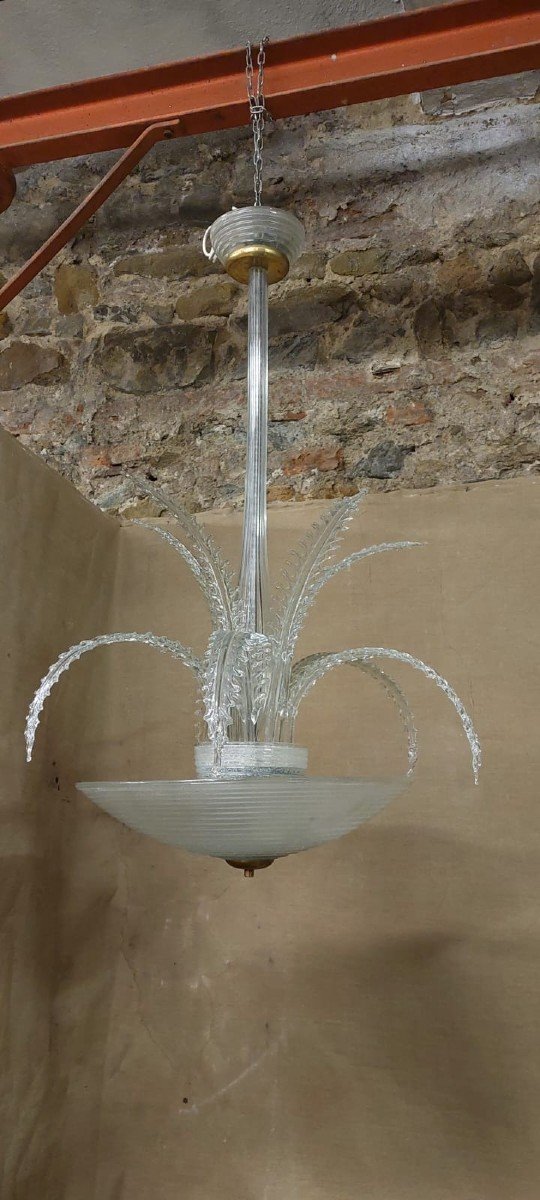 Rare 1930's Original Barovier And Toso Chandelier, Murano Glass  .-photo-2