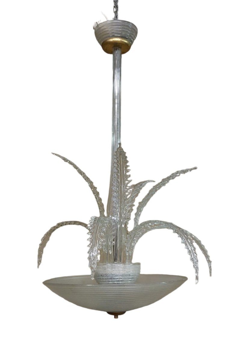 Rare 1930's Original Barovier And Toso Chandelier, Murano Glass  .