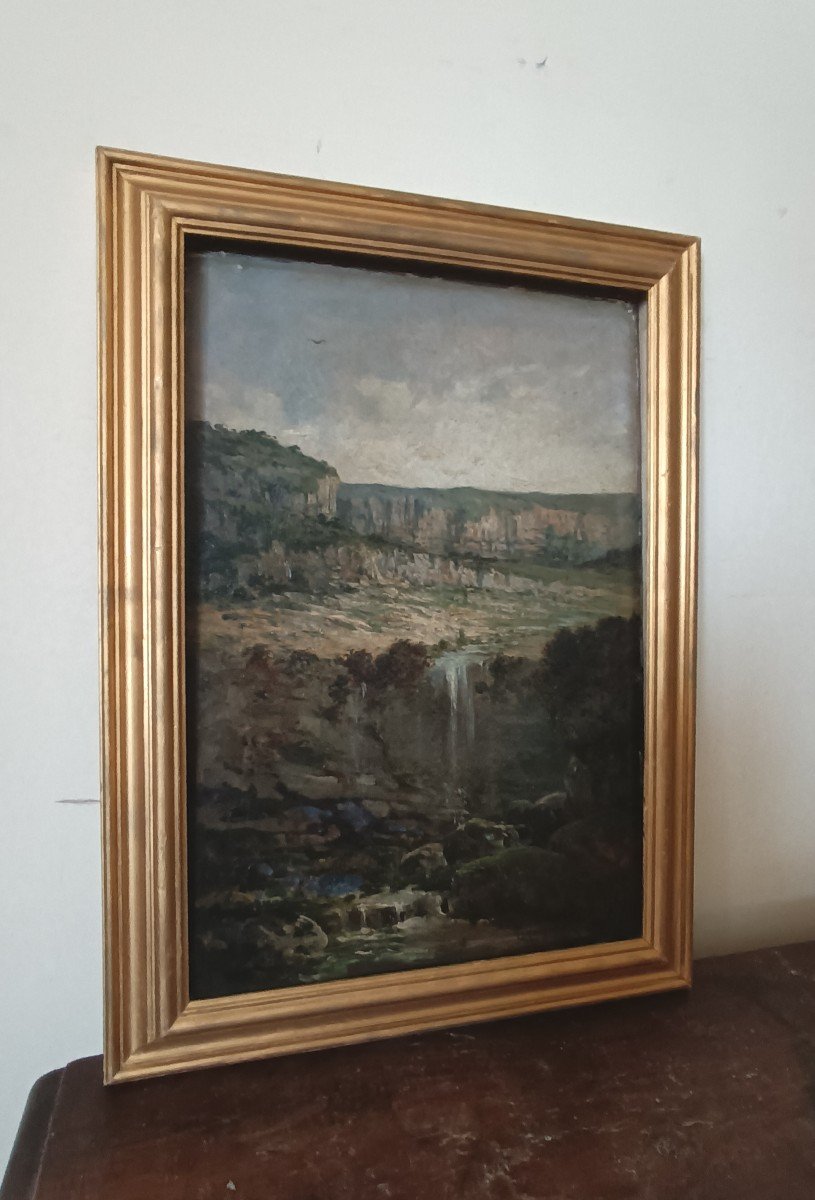 Peinture Huile Sur Toile Paysage Avec Ruisseau Signé Loyacono Italie 19ème Siècle-photo-2