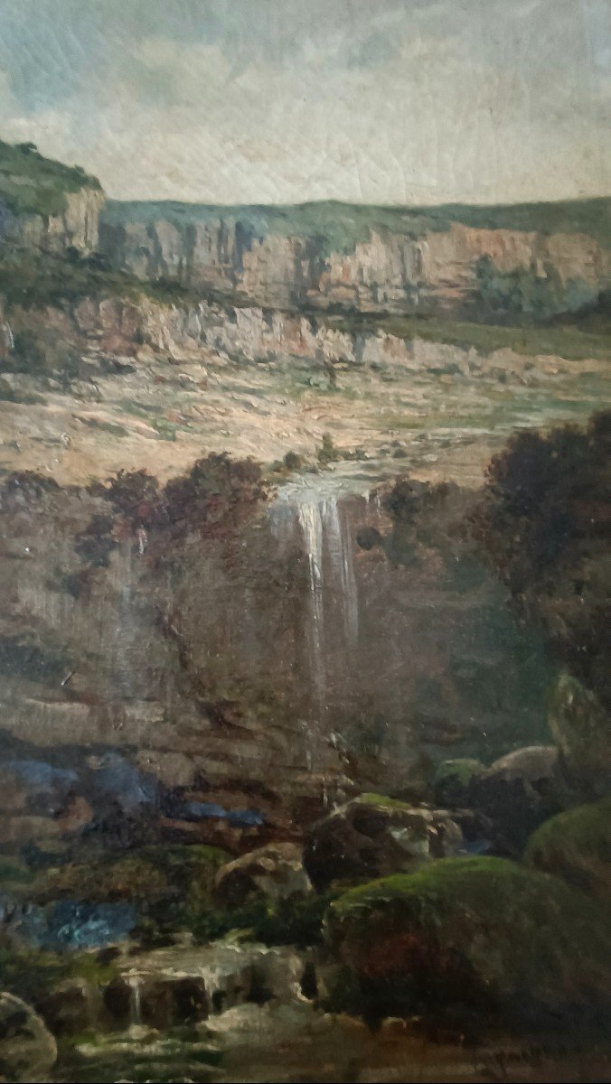 Peinture Huile Sur Toile Paysage Avec Ruisseau Signé Loyacono Italie 19ème Siècle-photo-2