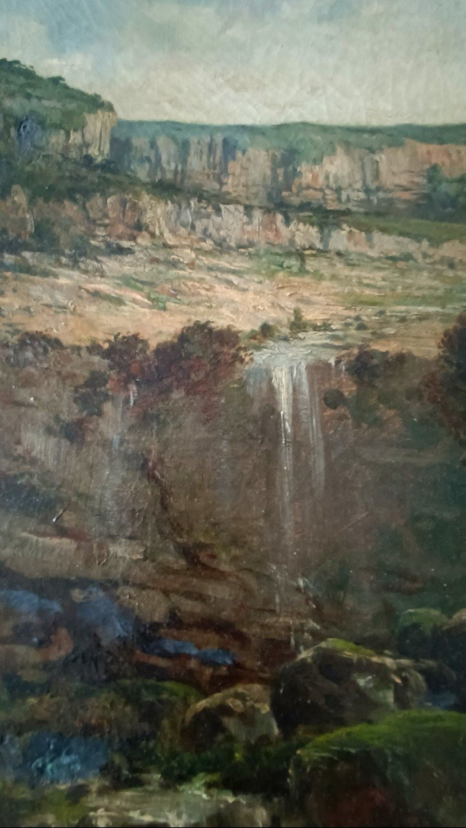 Peinture Huile Sur Toile Paysage Avec Ruisseau Signé Loyacono Italie 19ème Siècle-photo-4