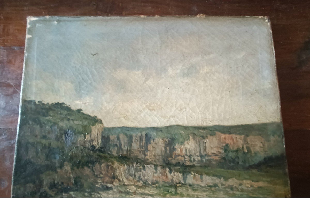 Peinture Huile Sur Toile Paysage Avec Ruisseau Signé Loyacono Italie 19ème Siècle-photo-5