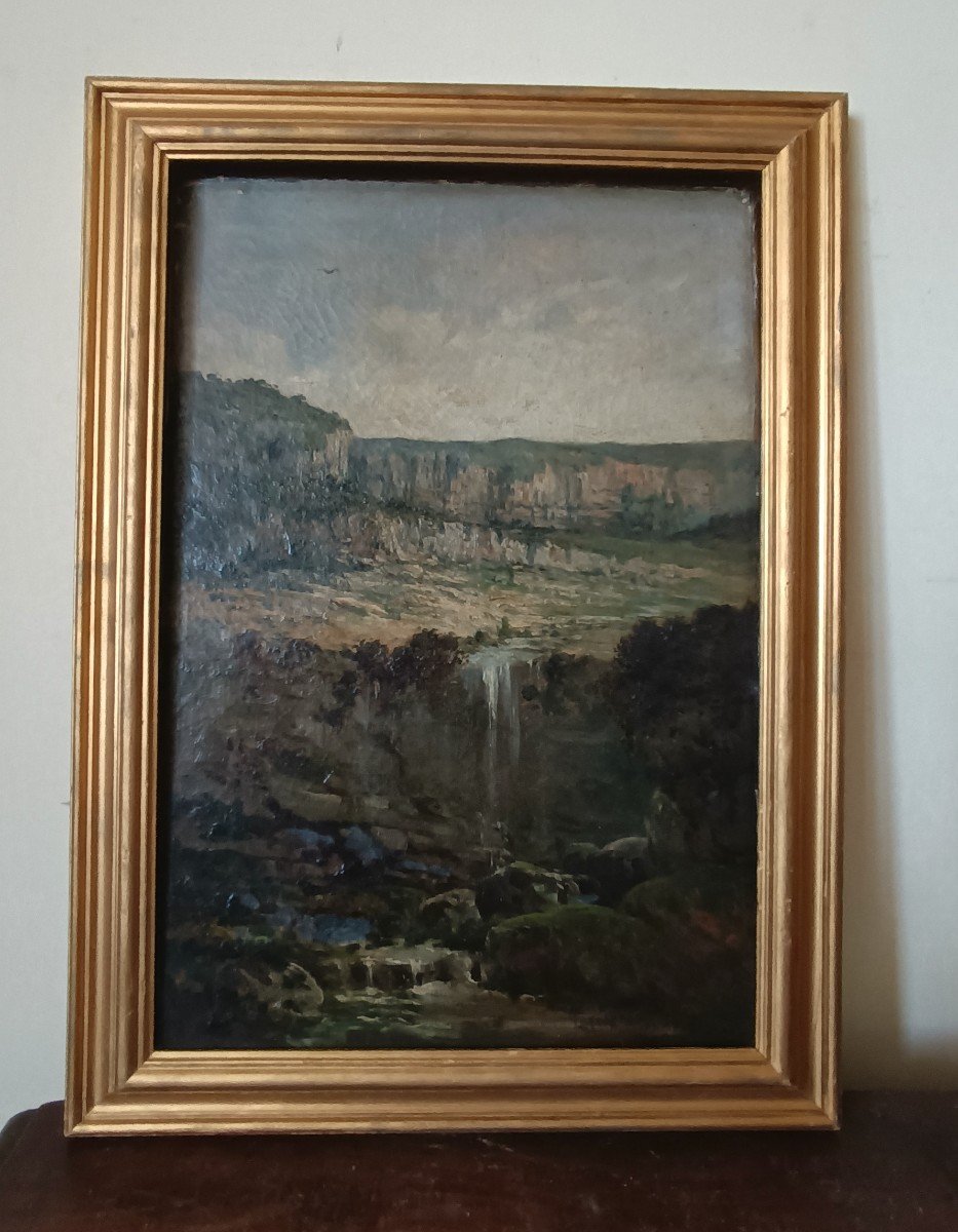 Peinture Huile Sur Toile Paysage Avec Ruisseau Signé Loyacono Italie 19ème Siècle