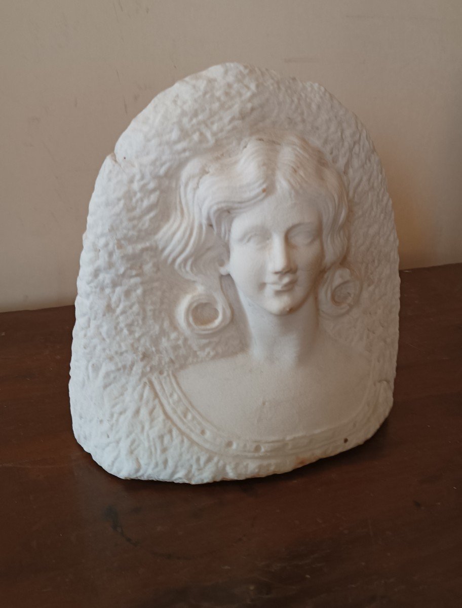 Sculpture Antique De Buste De Femme En Marbre Du Début Des Années 1900-photo-3