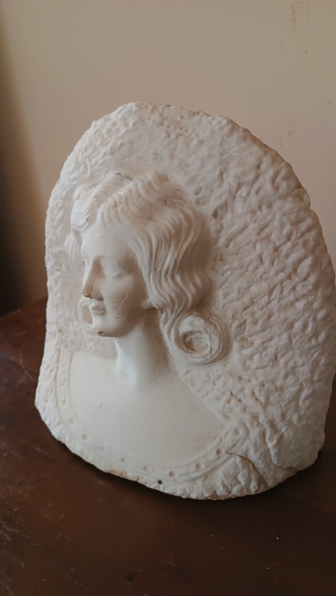 Sculpture Antique De Buste De Femme En Marbre Du Début Des Années 1900-photo-4