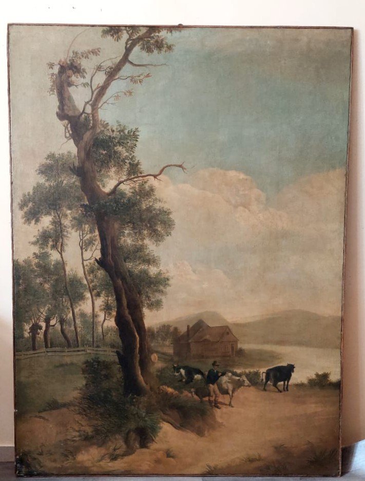 Large Oil Painting On Canvas 2 M X 1.50 M - Animated Landscape - Charles Louis Verboeckhoven (1-photo-7