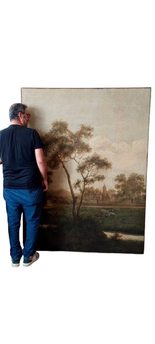 Large Oil Painting On Canvas 2 M X 1.50 M - Animated Landscape - Charles Louis Verboeckhoven (1-photo-2