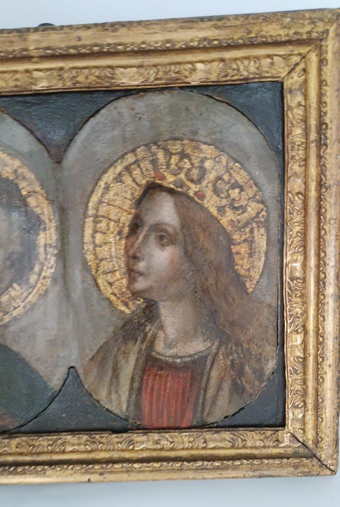 Painting On Wood From The End Of The 16th Century - Madonna And Announcing Angel-photo-4