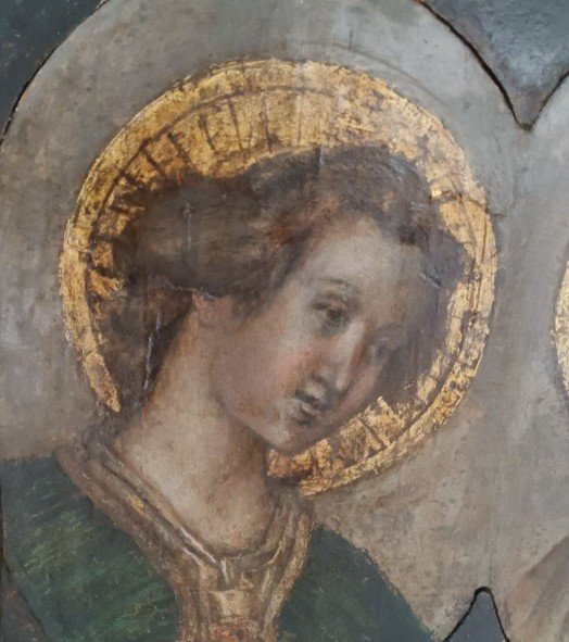 Painting On Wood From The End Of The 16th Century - Madonna And Announcing Angel-photo-7