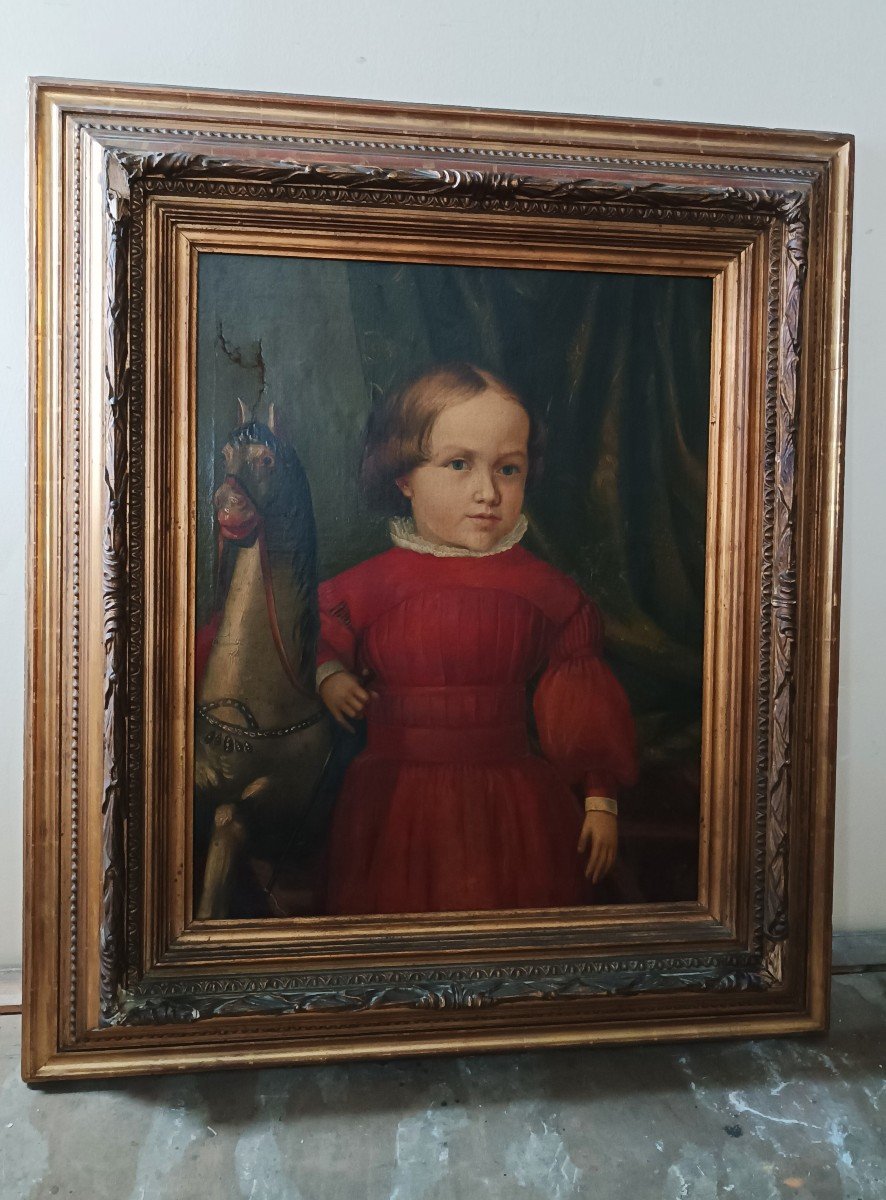 Oil Painting On Canvas Portrait Mid 19th Century - German School-photo-3