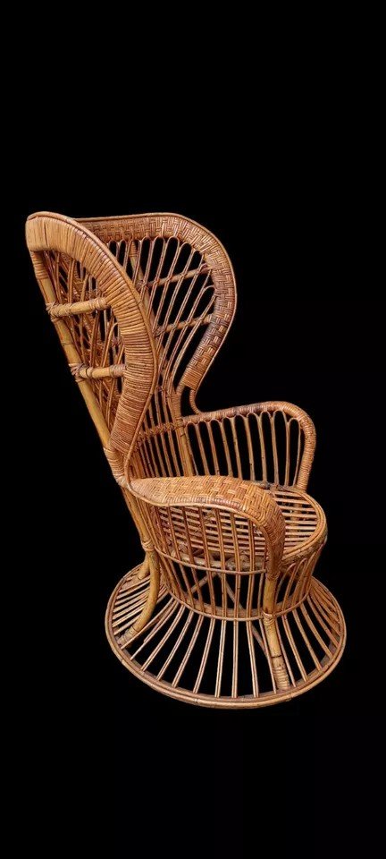 Fauteuil En Rotin De Lio Carminati Et Giò Ponti Pour Bonacina, 1950-photo-2