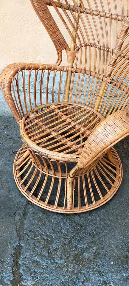 Fauteuil En Rotin De Lio Carminati Et Giò Ponti Pour Bonacina, 1950-photo-4