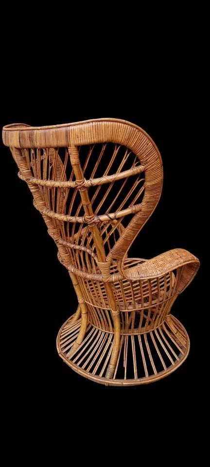 Fauteuil En Rotin De Lio Carminati Et Giò Ponti Pour Bonacina, 1950-photo-1