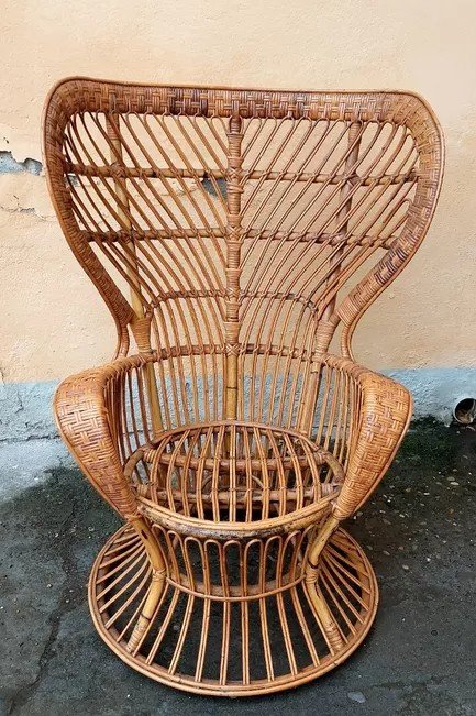 Fauteuil En Rotin De Lio Carminati Et Giò Ponti Pour Bonacina, 1950-photo-8