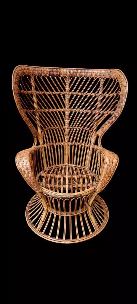 Fauteuil En Rotin De Lio Carminati Et Giò Ponti Pour Bonacina, 1950