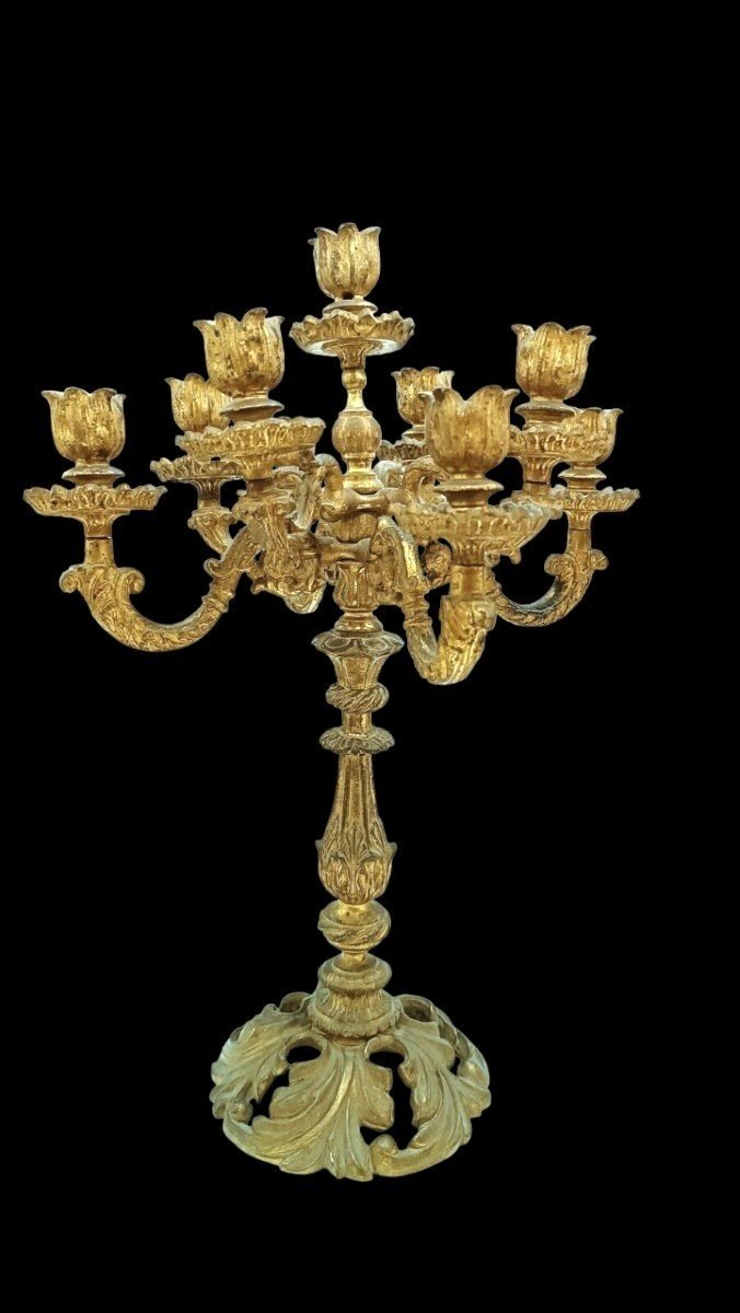 Old Gilded Bronze Candlesticks-photo-3