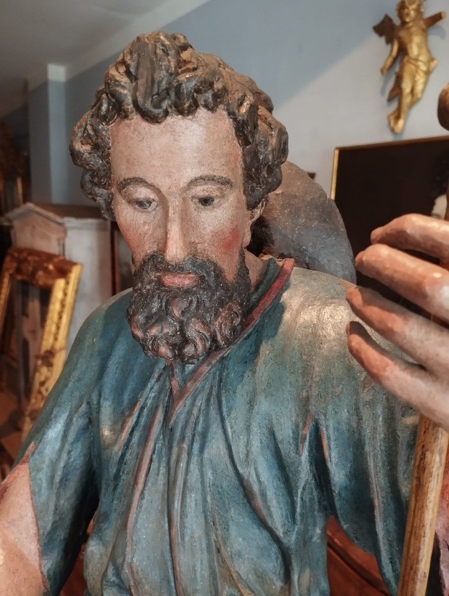 Large Polychrome Wooden Sculpture From The End Of The 17th Century - San Rocco-photo-4