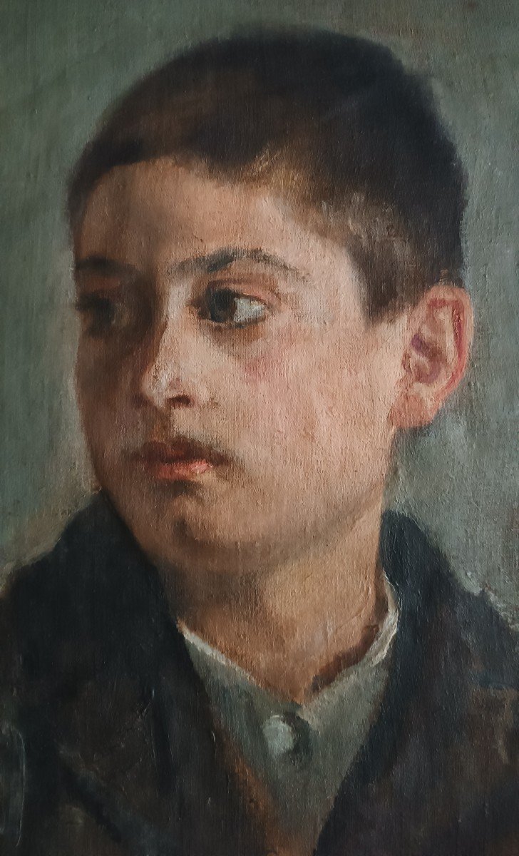 Peinture à l'Huile Sur Toile Portrait - Ecole Italienne Du 19ème Siècle-photo-3