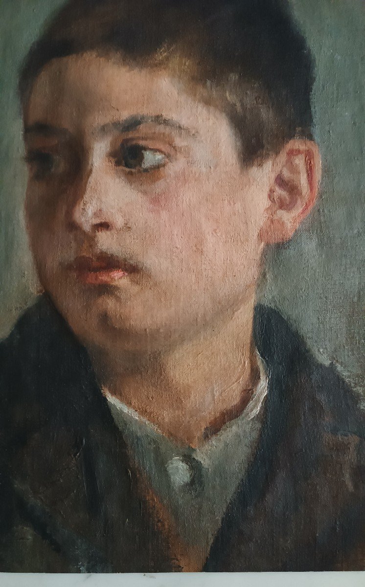 Peinture à l'Huile Sur Toile Portrait - Ecole Italienne Du 19ème Siècle-photo-4