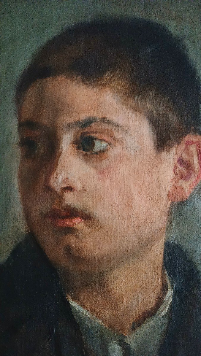 Peinture à l'Huile Sur Toile Portrait - Ecole Italienne Du 19ème Siècle-photo-1