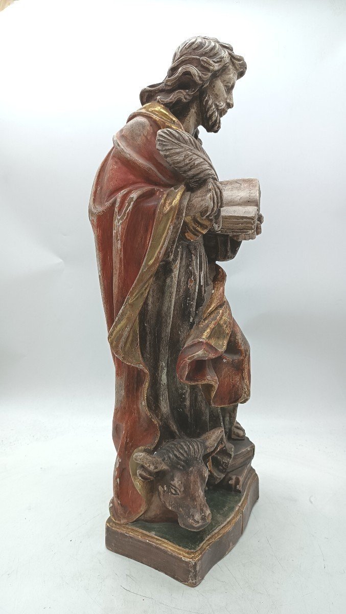 Sculpture Saint Luke The Evangelist Val Gardena 19th Century-photo-2