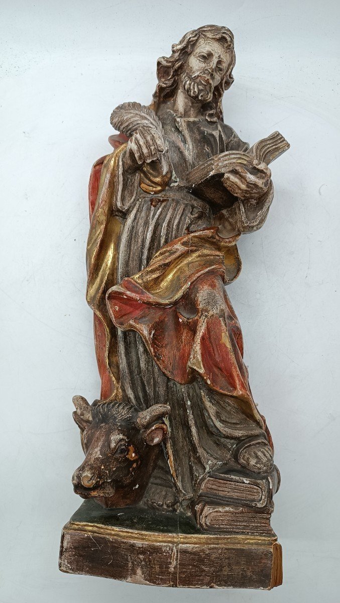 Sculpture Saint Luke The Evangelist Val Gardena 19th Century-photo-3