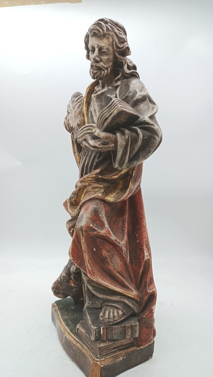 Sculpture Saint Luke The Evangelist Val Gardena 19th Century-photo-1