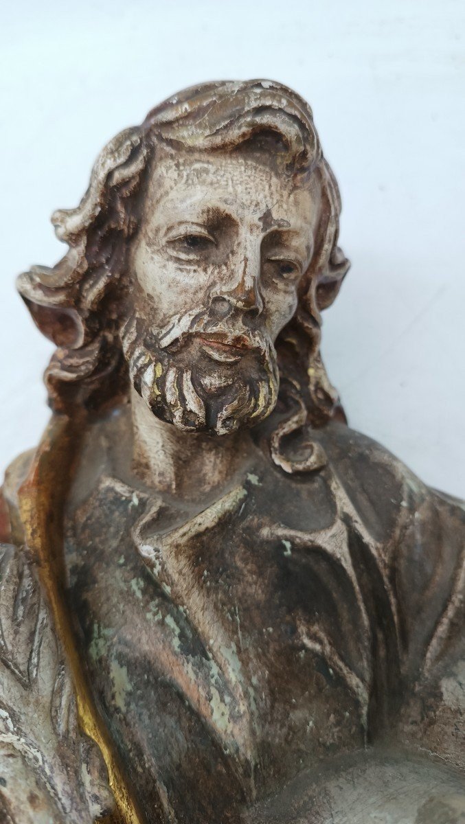 Sculpture Saint Luke The Evangelist Val Gardena 19th Century-photo-2