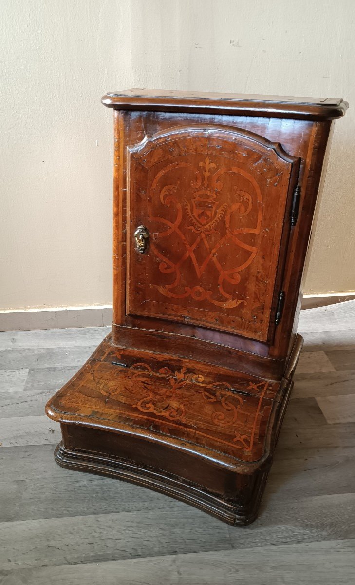 Antique Kneeler 18th Century Piedmont - Inlaid Walnut