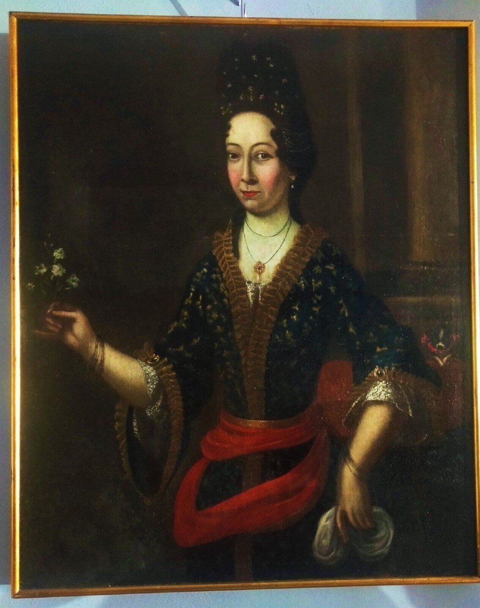 Ancient Portrait Painting Of A Noblewoman From The European School