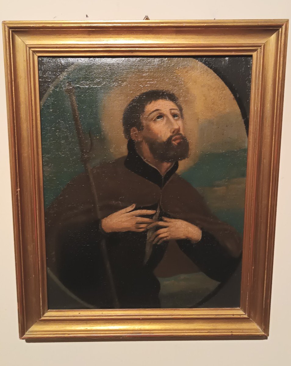 Antique Oil Painting On Canvas 18th Century Saint Francis Xaver-photo-2