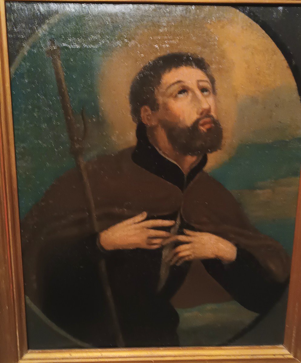 Antique Oil Painting On Canvas 18th Century Saint Francis Xaver-photo-3