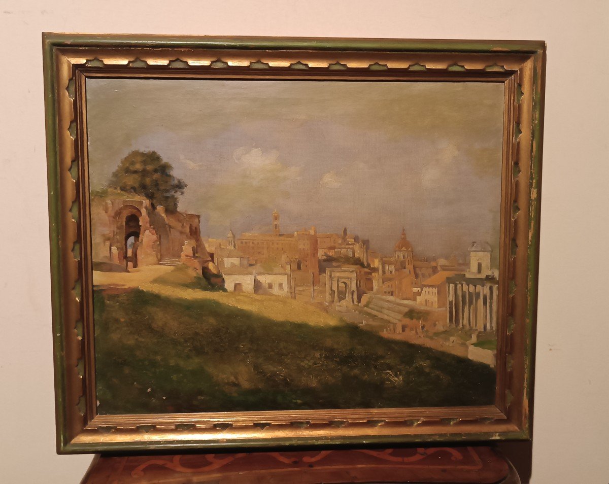 Ancient Painting Depicting A Glimpse Of A View Of Rome, End Of The 19th Century, Signed-photo-8