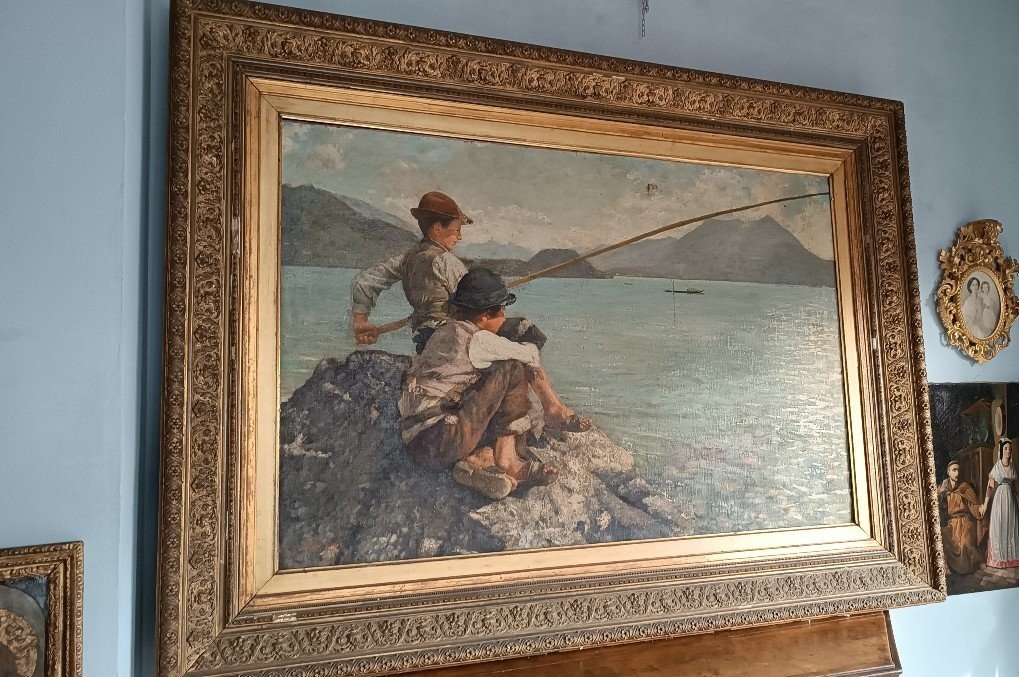 Grand Huile Sur Toile - Pêcheurs - Alfonso Muzii (castellamare 1856-pescara 1946)  195 X 145-photo-4