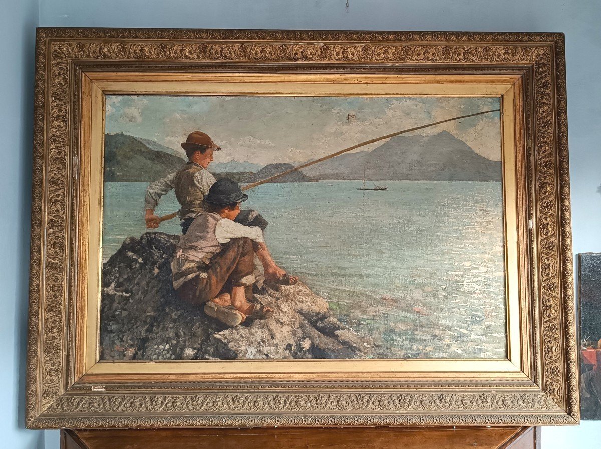 Grand Huile Sur Toile - Pêcheurs - Alfonso Muzii (castellamare 1856-pescara 1946)  195 X 145-photo-6