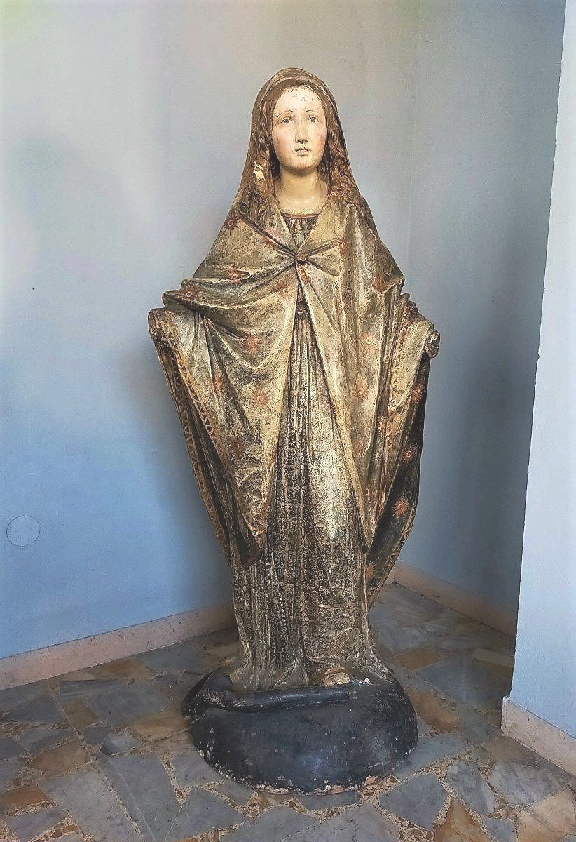 Large Terracotta Sculpture Depicting Madonna XVII Century Rome-photo-2