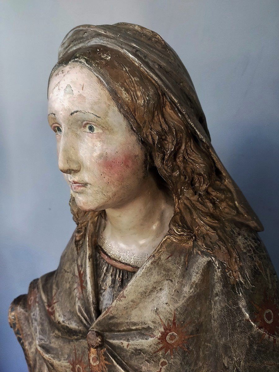 Large Terracotta Sculpture Depicting Madonna XVII Century Rome-photo-3