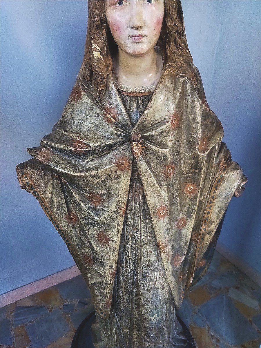 Large Terracotta Sculpture Depicting Madonna XVII Century Rome-photo-4