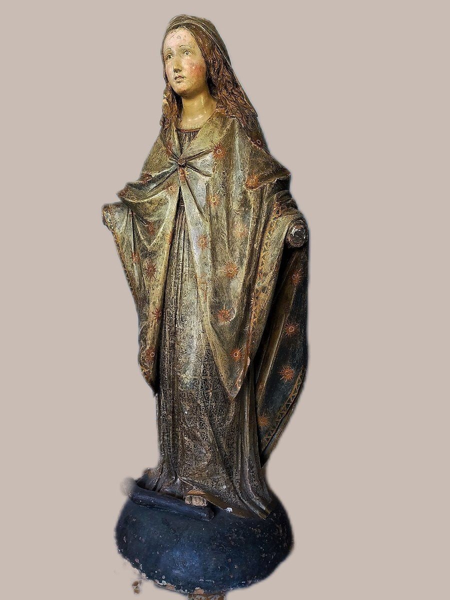 Large Terracotta Sculpture Depicting Madonna XVII Century Rome-photo-7