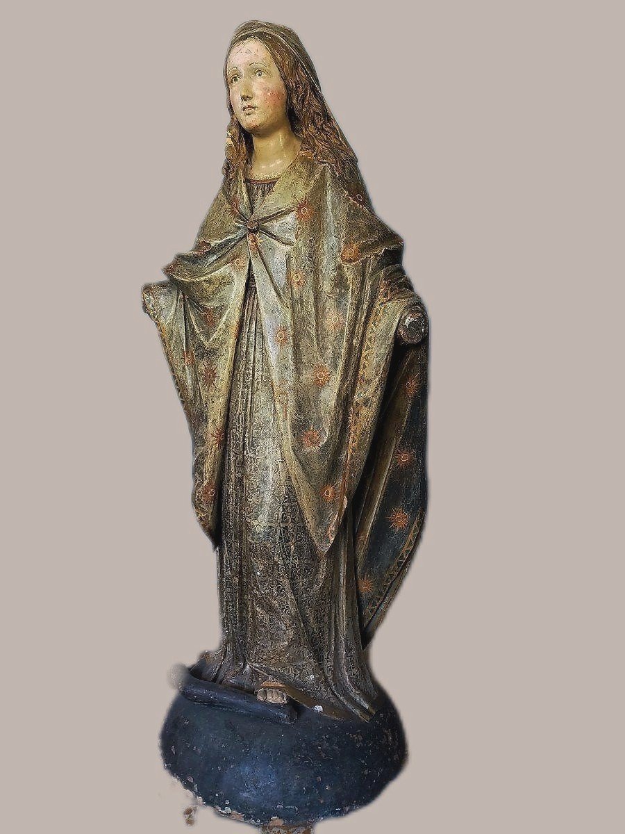 Large Terracotta Sculpture Depicting Madonna XVII Century Rome