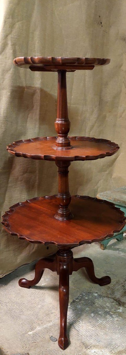 Antique English 3-tier Magano Solid Etagére Victorian Cloth Stand-photo-7