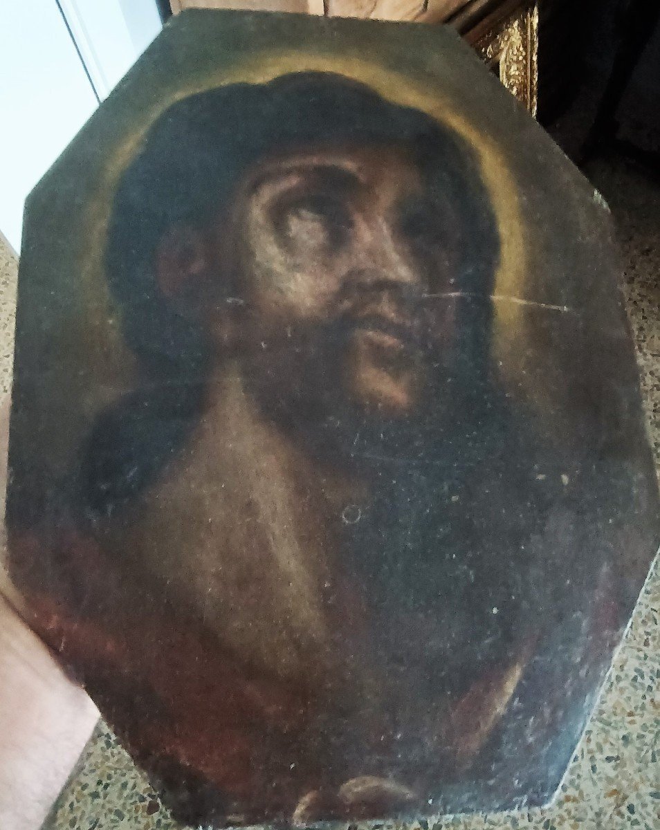 Peinture Sur Bois - Christ - Italie XVIIIe Siecle-photo-2