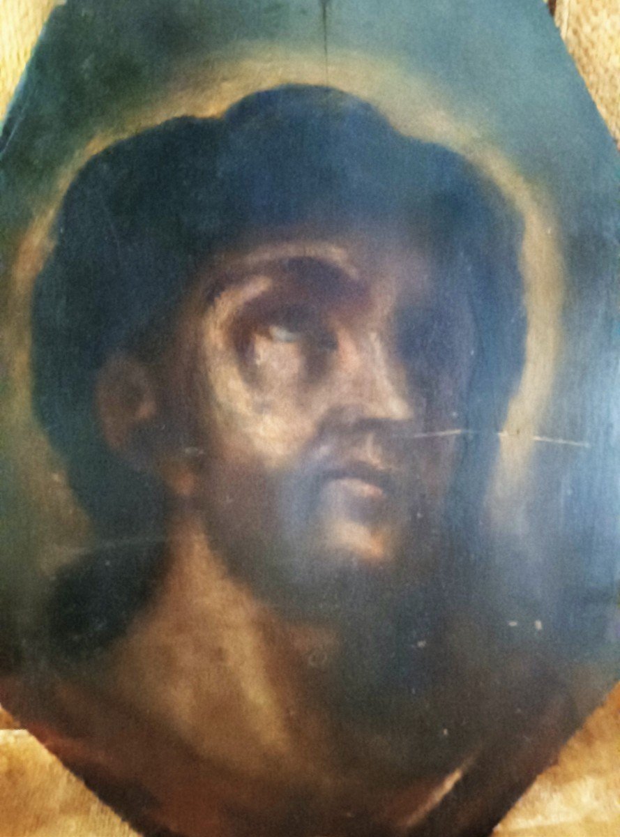 Peinture Sur Bois - Christ - Italie XVIIIe Siecle-photo-3