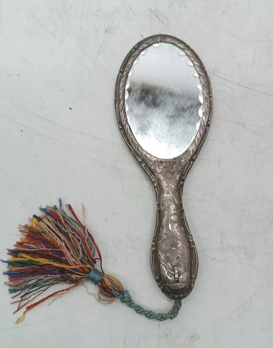 Antique 900 Silver Lipstick Mirror