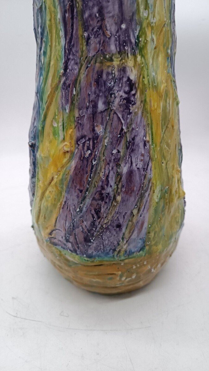 Figurative Art Majolica Vase Dated 1957 Signed Agostino Pastene Rapallo-photo-1