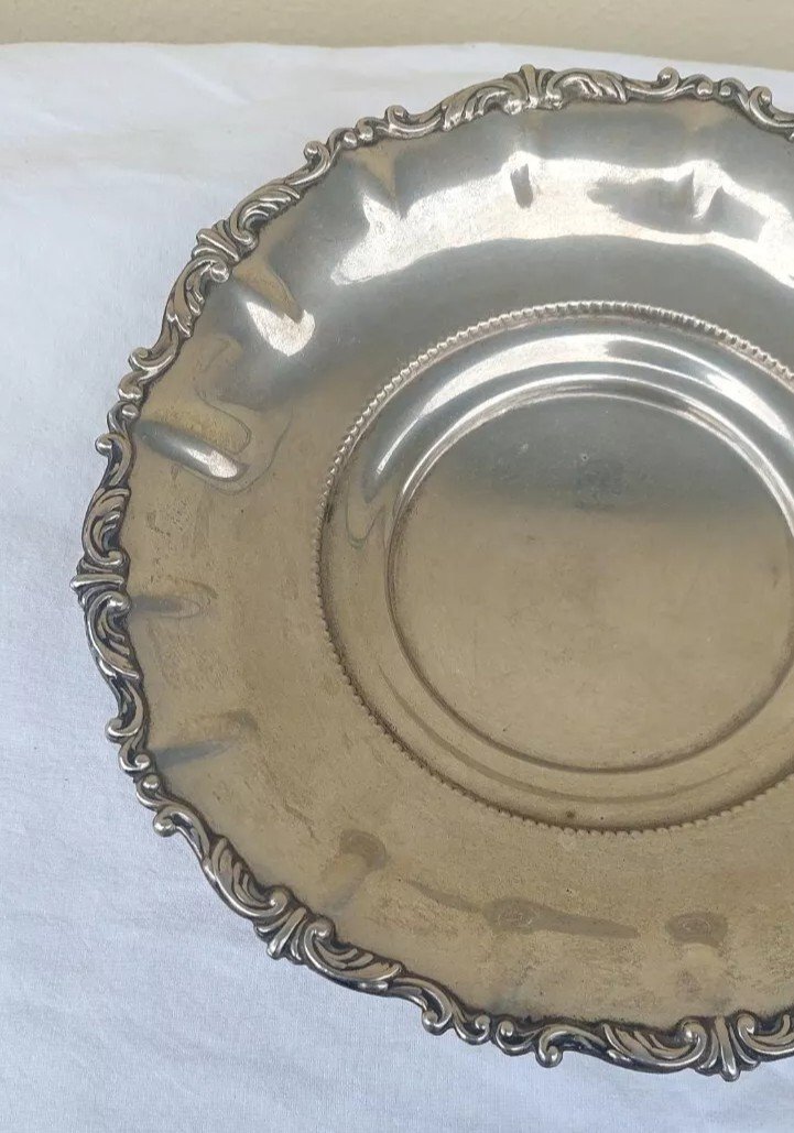 Bowl Centerpiece In Chiseled Punched Italian Vintage 800 Silver-photo-3