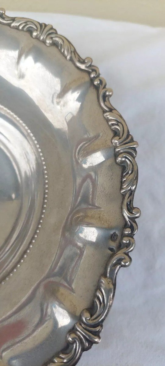 Bowl Centerpiece In Chiseled Punched Italian Vintage 800 Silver-photo-4