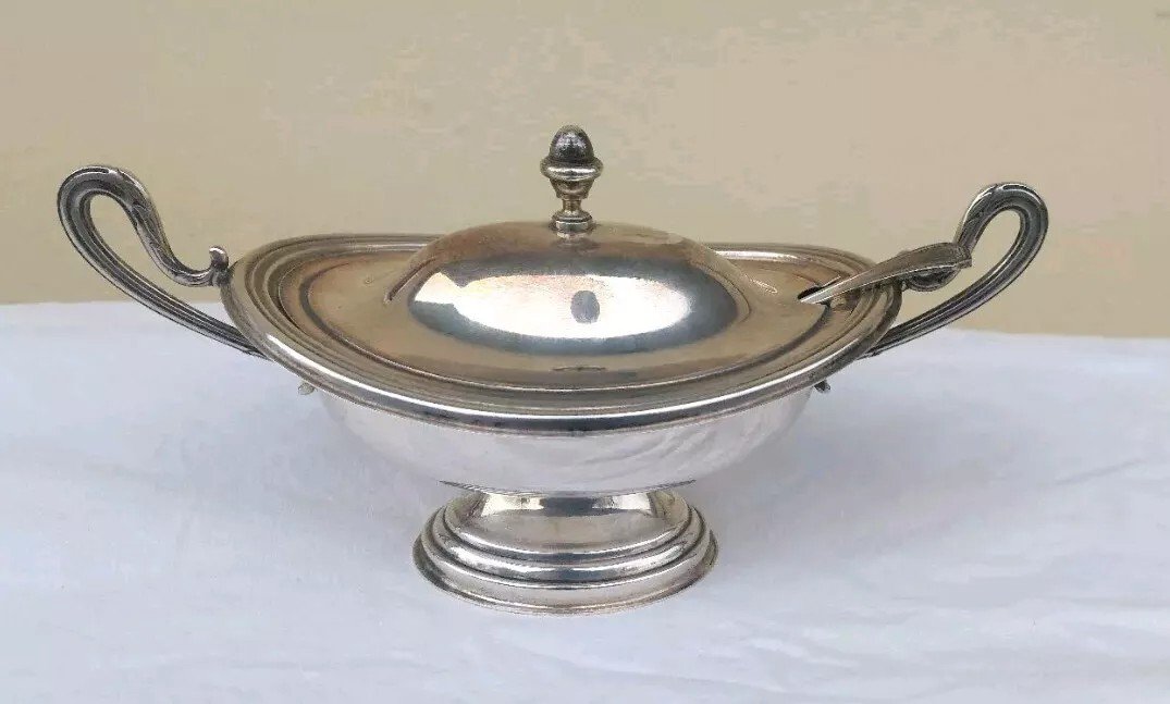 Vintage Silver Boat Gravy Boat Punch 800 I Italian Spoon