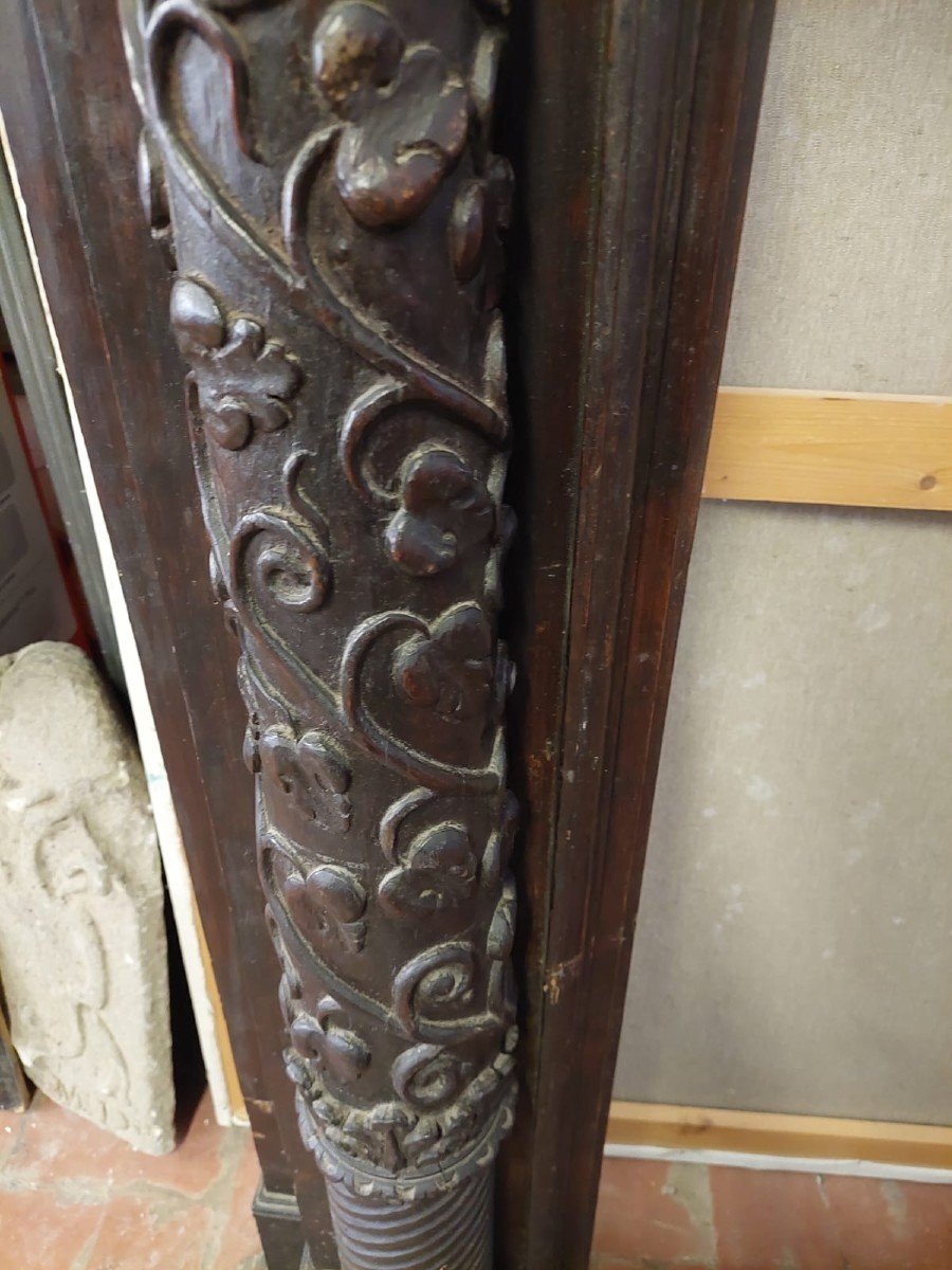 Large Fireplace Or Carved Frame In Renaissance Style, 17th Century Italy-photo-4